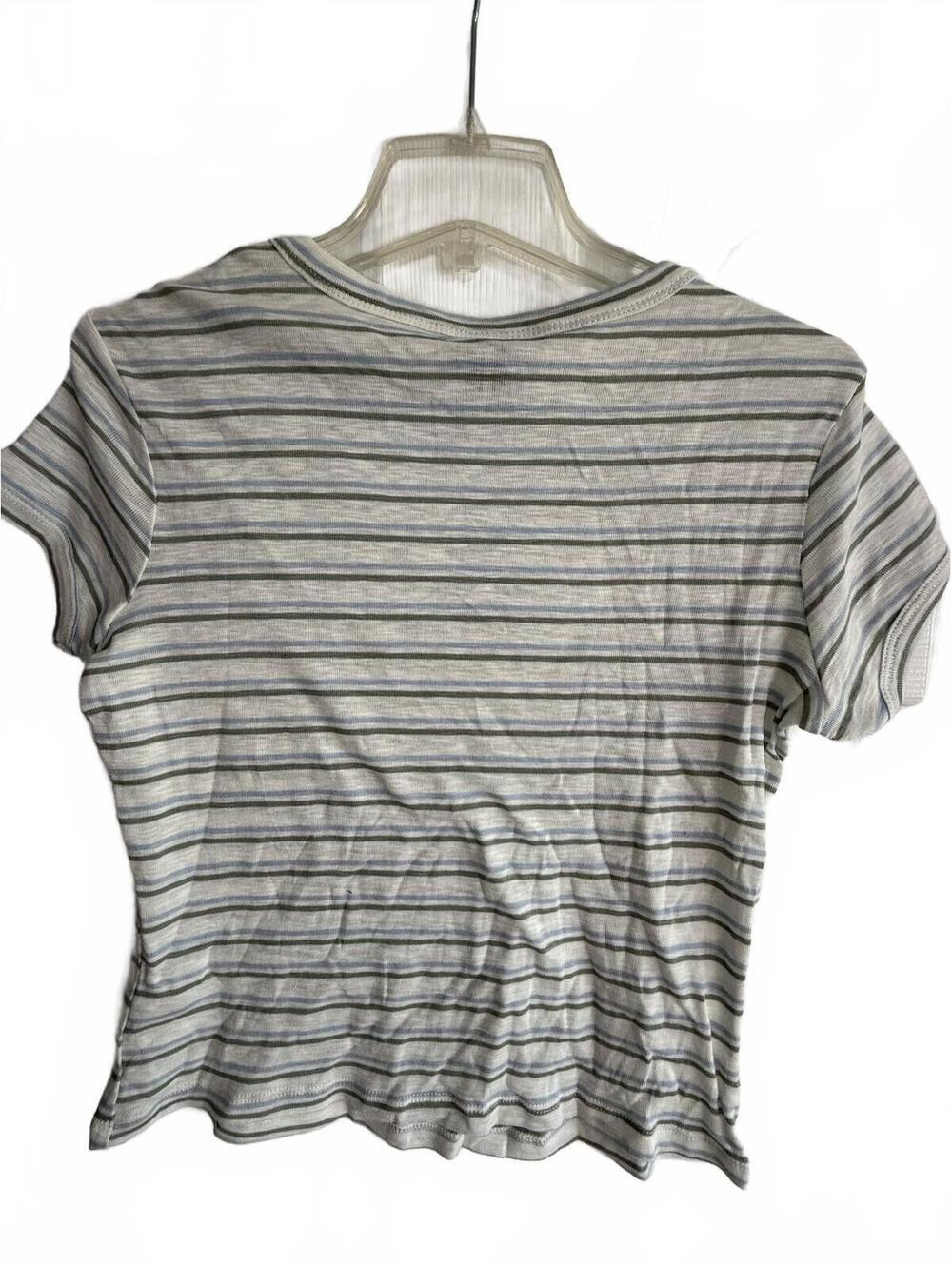 Wild Fable Blue, Dark Gray & Cream Ribbed Stripe Tee – Size XL, NWT - Picture 2 of 4
